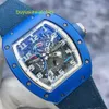 Часы RM Часы с муассанитом Montre Rm030, французская ограниченная серия, 100 штук из синего керамического материала, прозрачные, автоматические, механические