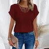 Kvinnors blusar lätta kvinnor toppar elegant vår sommar t-shirt samling o-hals kort ärm pullover fast färg för varje