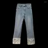 Women's Jeans Chinese Style Stretch Denim Pants For Women Exquisite Rhinestone Embroidered 2024 Spring And Summer High Waist