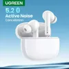 Écouteurs pour téléphones portables UGREEN HiTune T3 ANC sans fil TWS Bluetooth 5.2 casque suppression active du bruit dans l'oreille microphone casque de téléphone portable Q240321