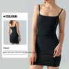 Lu Womens Designer Clothing Dress Summer Solid Color Base Suspender with Chest Pad,sexy Tight Fitting, Slimming and Buttocks Wrapped Sports