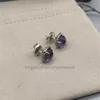 Vintage 925 boucles d'oreilles de créateur pour femmes fille créative torsion enroulement violet géométrique rond pierre claire à la main fête couleur argent bijoux boucle d'oreille