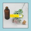 wholesale Packing Bottles Frosted Amber White Glass Dropper Bottle 15Ml 30Ml 50Ml With Bamboo Cap 1Oz Wooden Essential Oil Bottles Drop ZZ