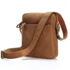 Tas Retro Heren Echt Leer Zakelijk Vrije tijd Crossbody Messenger Bags Olie Wax Koeienhuid Schouder Mannelijke iPad Packs