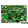 Adesivi per auto 50 pezzi Verde fluorescente Dazzle Adesivo tendenza personalità Monster Hunter Iti Giocattolo per bambini Skateboard Moto Consegna drop Otlot