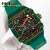 Brand Athleisure Watch RM Wrist Watch RM67-02 Ntpt Carbon Fiber Quartz Titanium Metal Dial Machinery World Famous Chronograph