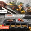 Voohek Griglia da tavolo per raclette coreana Hibachi Fornello elettrico per barbecue da interno 2 in 1 Piastra grill antiaderente e pietra naturale per cottura Laculet a temperatura regolabile