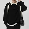 Bluzy męskie 2024 Streetwear Long Rleeve koszulki Polo Modna Patchwork Lapel Button Pullover Tops For Men Clothing Casual Shirt