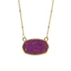 Colares de pingente de resina oval druzy colar cor de ouro corrente drusy hexágono estilo designer marca moda jóias para mulher