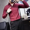 Herrenhemden, männliches Top-Business-Hemd und Bluse, formelle Muskelkleidung, einfarbig, rot, Designer in Original-XL-Mode, 2024, Seide, normal