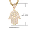 Lovely Hip Hop 14k Gold Plated hexagram Amulet Hand Of Fatima Moissanite Copper Pendants and Necklaces