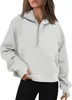 Dames Hoodies Half Zip Sweatshirts Cropped Fleece Dames Quarter Up Trui Truien Herfstoutfits 2024 Winterkleding