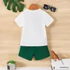 Kläder sätter 2st småbarn pojke sommarkläder kort ärm dinosaurie tryck t-short shorts set barnkläder