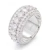Designer Women Sier Ring 5 Rows Pass Diamond Tester Sterling Sier Shiny Fashion Jewelry Moissanite Ring