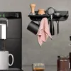 Duvar Montaj Set Set Depolama Rafı Puching Ücretsiz Espresso Portafilters Tutucu Kahve Takımı Organizatör Aksesuarları 240318