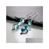 Dangle Lustre Bohème 925 Sterling Sier Goutte D'eau Pierres Précieuses Femmes Bleu Saphir Vague Longues Boucles D'oreilles Cerceau Opale Livraison Bijoux Dhkhb