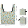 Sacs de courses personnalisés imprimés, sac esthétique pliable, fourre-tout imprimé Floral vert, décontracté, épicerie pour femmes, motif personnalisé