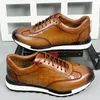 Head Cowhide Layer Shoe New Men's 2024 Leather Daily Outdoor Casual Lace-up Handgjorda stora skor A38 504 S 57 S