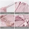 Leepwear Kvinna 542 st Pyjamas Set Satin Pyjamamas Lace Patchwork bril bröllop Nattkläder rayon hem slitage nattlig mantel 240321