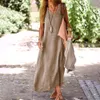 Large Size Womens Clothing New Style Dress Summer Cotton and Linen Solid Color Fashion Repair