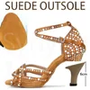 Zapatos de baile Syflyno Rhinestone Latino Mujeres Salón Zapatillas Satén Boda Fondo Suave Sandalias de Mujer