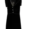Robes décontractées de base Brand de créateur 2024 Spring New Miu Style Black Robe sans manches Navy Navy Velvet A-line jupe mince et élégante 4fak