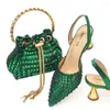 Dress Shoes 2024 In Nigeria Comfortable Women's Chunky Heel Shoesand Bags Italian Design Crystal Embellished And Bag Set