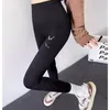 Женские эластичные спортивные леггинсы для йоги с высокой талией и буквенным принтом, колготки SMLXLXXL