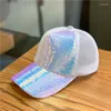 Ball Caps 2024 Summer Ladies Rhinestones Baseball For Women UV Protection Sequins Cap Snapback Female Visor Bones