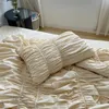 Coreano estilo princesa conjunto de cama com pompom capa edredão rainha tamanho consolador conjuntos cama dupla tamanho roupa 240318