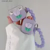 イヤホンのアクセサリーINS LILAC PURPLE TULIP EarphoneケースAirPods 2 AirPod 2 3 3番目のProケース