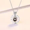 Anhänger KOFSAC Elegante 925 Sterling Silber Halsketten Für Mädchen Projektion Kristall Ich Liebe Dich Herz Runde Anhänger Frauen Mode Schmuck