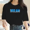 Damen-T-Shirt, Sommer-Damen-T-Shirts, Milan International Fashion Capital, bedruckt, kurzärmelige Damen-T-Shirts, Baumwolle, Damen-T-Shirts 240322