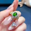 Cluster Ringen Royal Design Trouwring Voor Vrouw 6 Mm 8 Mm 1ct Natuurlijke Diopside 925 Sterling Zilveren Sieraden Met 18K Verguld