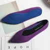 Casual Shoes Stretch Fabric Ballet Flats Pointed Toe Woman Solid Soft Bottom Comfy Loafers Shallow Knitted Boat Femme 2024