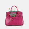 Bolsa tote original de couro crocodilo brilhante 2024 nova moda grande capacidade deslocamento de ombro único diagonal straddle bolsa estilo ocidental feminino MC4