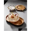 Bowls Ice Crystal Birds Nest Bowl Set Japanese Glass Tableware Transparent Dessert Fruit Salad Sugar Water Powder Drop Delivery Home G Ot9Vp