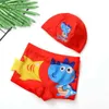 Maillot de bain pour enfants, ensemble de bibliothèque de maillots de bain pour garçons, maillot de bain de source chaude à séchage rapide à angle plat de dinosaure de dessin animé pour enfants petits, moyens et grands