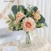 Faux Floral Greenery 30cm Rose Artificial Flowers Bouquet for Home Room Decor Garden Wedding Decoration Bridal Hand Bouquet Ornament Vase Accessory Y240322