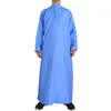 Ethnic Clothing White Male Jubba Thobe Muslim Solid Color Robe Kaftan Long Sleeve Islamic Pakistani Dubai Fashion Robes