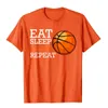 Eat Sleep Basketball Repeat Funny Player Team Sport T-Shirt Plain Personalized T Shirts Cotton Men T Shirt Normal 240313