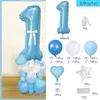 Party Decoration Boy Girl 1st First Birthday Balloons Macaron Pink Blue 40inch Foil Number Balloon Set Baby Shower Supplies