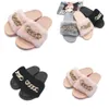 New wholesale in stock Autumn Winter Chain Diamond Plush Slippers Indoor and Outdoor Plush Flat Bottom Warm Slippers GAI fur chains Fluffy Fur Metal cute Mao Mao