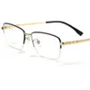 Sunglasses Frames Men's Titanium Half Eyeglasses For Sight Vintage Black And Gold Flexible Rim Business Style Spectacles Men