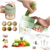 Fruit Vegetable Tools 4 In 1 Handheld Electric Slicer Usb Rechargeable Portable Food Processor Garlic Chili Onion Celery Ginger Me Dro Ot9X2