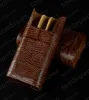 Nouveau marron cigare crocodile pochette en cuir souple tabac cigarette cigare tube voyage étui de transport titulaire extérieur voyage humidor4833049