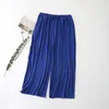 Women's Pants Summer Girl Trousers Modal Loose Slacks Thin Blue Wide Leg Casual Lace Up Cropped Female Plus Size Stretch
