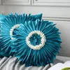 Pillow Round Pillows Case Modern Cover For Car White Velvet Stitching Throw Home Decor 3D Chrysanthemum