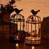 Portacandele Grande Gabbia per Uccelli Candeliere Europa Metallo Ferro Stile Country Vintage Retro Tealight Decorazioni per la casa (Nero)