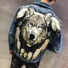 Ny punkstil roman Wolf broderad nit jeansjacka män denim jackor streetwear smala jeans jacka fz14871179454